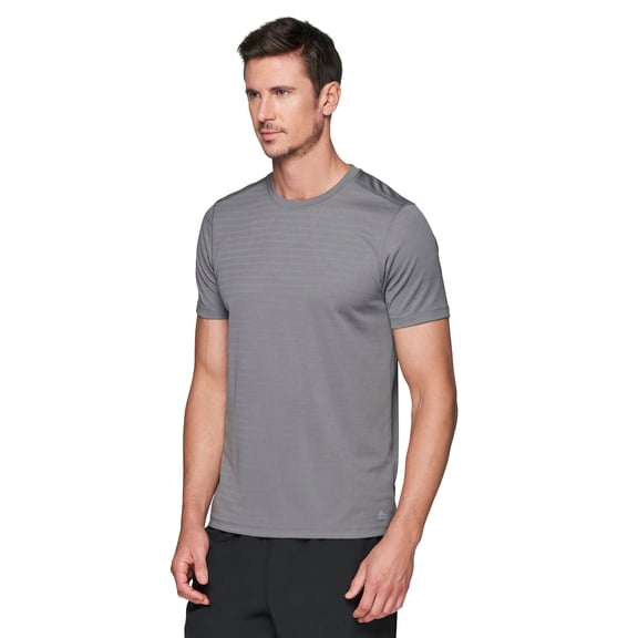 RBX Active Men's Quick Dry Shadow Stripe Crewneck Performance Workout Tee