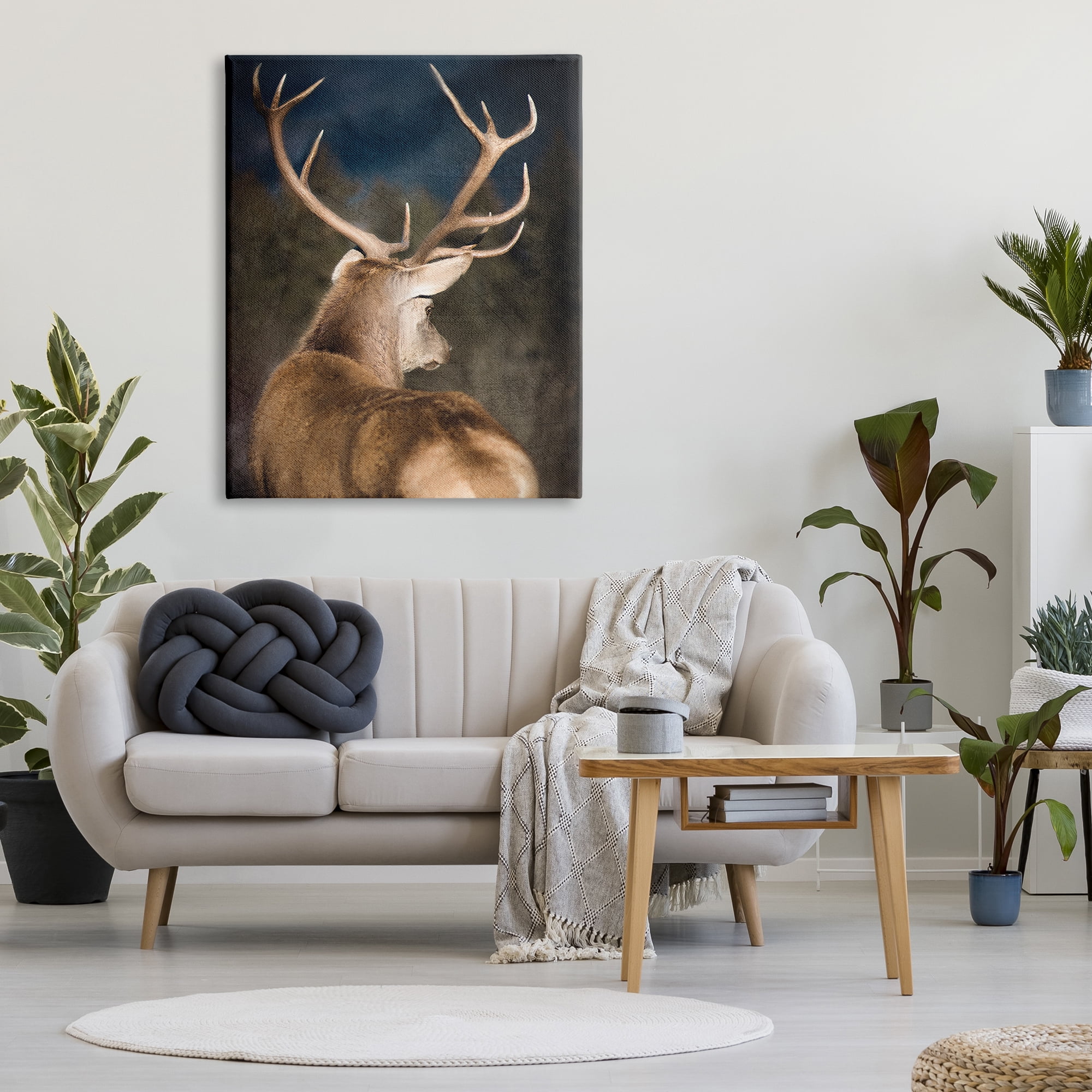 Stupell Industries Rustic Dark Deer Portrait Animals & Insects Painting Gallery Wrapped Canvas Art Print Wall Art, 36 x 48