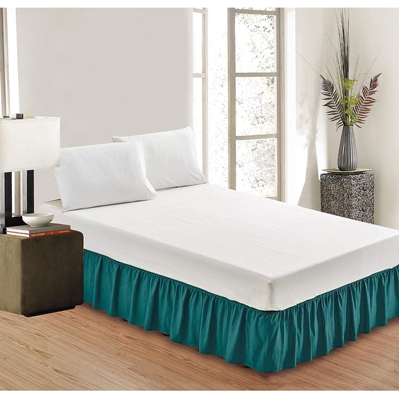 100% Egyptian Cotton 800 Thread Count Hotel Quality Dust Ruffle Bed Skirt, 21" Inch Drop Length Ruffle Bed Skirt, Twin Size (39" x 75") Inch, Teal Solid
