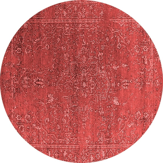 Ahgly Company Indoor Round Oriental Red Industrial Area Rugs, 8' Round