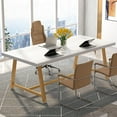 thumbnail image 6 of Finmind 6-Seater Conference Table, 70.87"L Vintage Wood Executive Desk with Strong Metal Frame for Meeting Room, White and Gold, 6 of 6