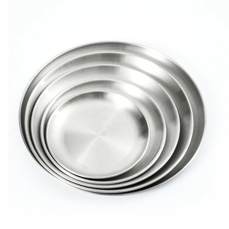 304 Stainless Steel Dinner Food Plates Round Thicken Cake Fruit