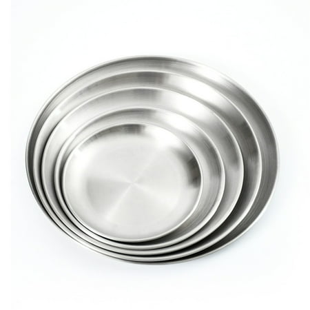 

Kojooin Steak BBQ Plate Food Tray Stainless Steel Round Dishes 23cm