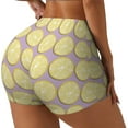 thumbnail image 2 of Kdxio Yellow Lemon Slices Print Workout Shorts for Women Seamless Soft Smooth Gym Yoga Scrunch Active Shorts, 2 of 9