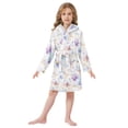 thumbnail image 6 of FORMRS Niños Bathrobe Unisex Hooded Robe Soft Plush Pajamas Sleepwear, Size 7-9T, Purple Flower Pattern, 6 of 7