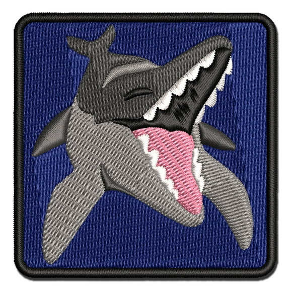 Toothy Ichthyosaur Aquatic Dinosaur Applique Multi-Color Embroidered Iron-On Patch - 2.5 Inch Small