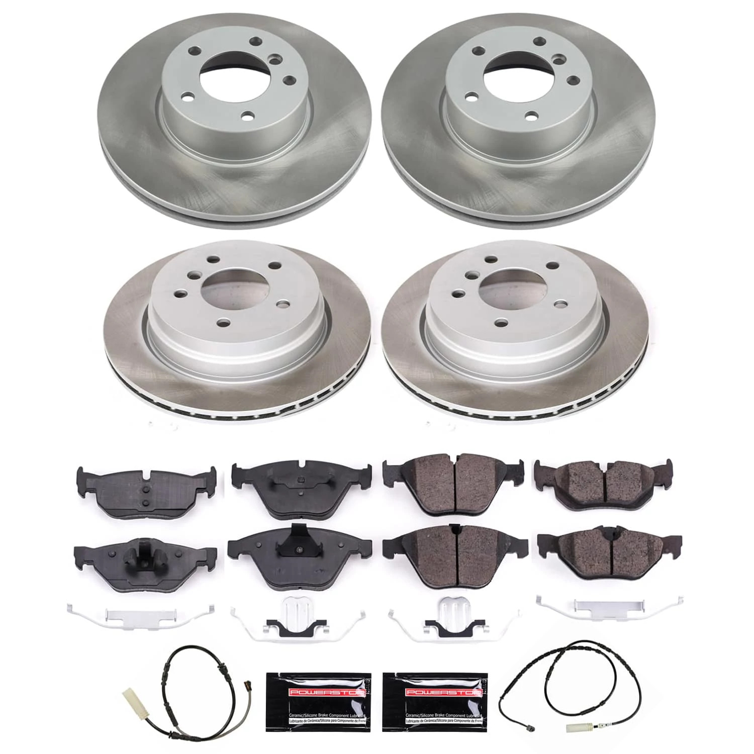 PowerStop Front and Rear Semi-Coated Rotor and Low-Dust Ceramic Brake Pad Kit SC7024