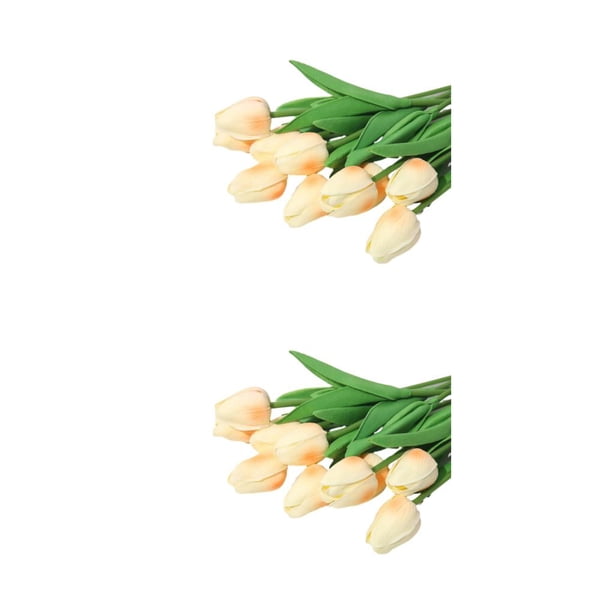 Bearachild 10 bolsas de tulipanes simulados para la decoración del hogar y la sala de estar, ramo simulado natural para interiores con champán champán 2Conjunto