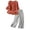Watermelon Red, variant on Women's Casual Solid Color Cotton Linen Embroidered Pants Suit Set