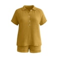 thumbnail image 3 of Aofany Two Piece Shorts Set for Women Lightweight Casual Summer Short Sleeve Half Button V Neck Shirts and Shorts with Pockets Loose Comfy Lounge Outfit Sets, 3 of 6