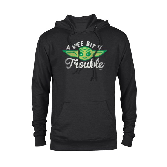 Star Wars The Mandalorian Grogu A Wee Bit O’ Trouble - Pullover Hoodie for Adults - Customized-Black