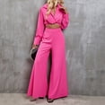 thumbnail image 4 of YHAJDS Two Piece Set for Women,Womens Pants Suit Solid Color Long Sleeve Lapel Knit Sweater Top with Pants Ladies Warm Fall Winter Fashion Casual Suit, 4 of 5
