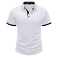 thumbnail image 6 of Yifymode Men's Classic Short Sleeve Polo Shirt, Textured Knit Contrast Collar & Cuff Regular Fit Top White S, 6 of 6