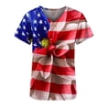 thumbnail image 4 of TIMIFIS Womens Scrub Tops Independence Day Summer American Flag Print Short Sleeve 4th of July Patriotic Working Uniform Nursing Scrub Tops with Pockets - Spring/Summer, 4 of 4