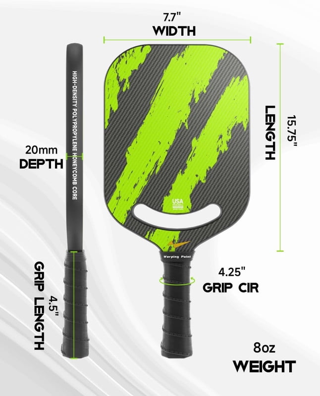 Warping Point Ascent Pickleball-Paddel – Kohlefaser Mit Aero-Hals, Strukturierte Oberfläche, Hexa-Polymer-Kern | Für Schwunggeschwindigkeit & Beweglichkeit