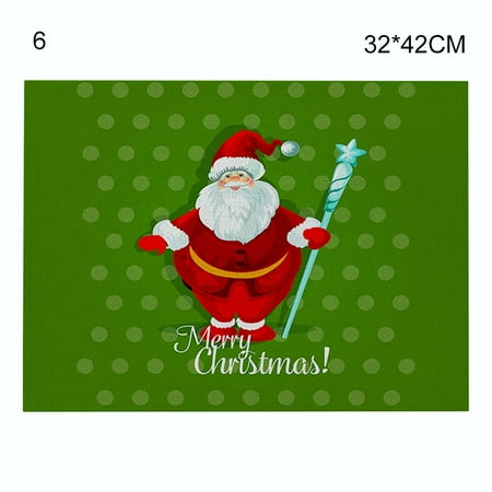 

Cotton and Linen Table Mat Christmas Elements Single Side Pattern Heat Resistant Christmas Decor for Kitchen Dining Room New