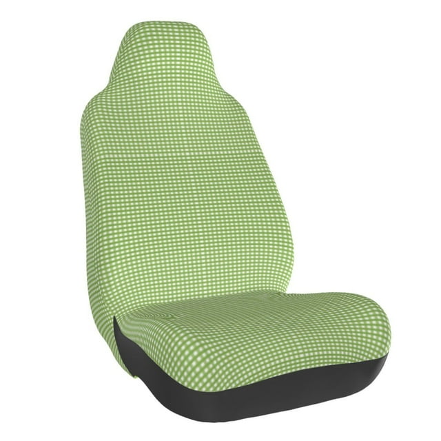 Wukai Green Gingham Full Set Car Seat Covers with Soft Padding Universal Auto Front Seats Protector and Cushion Mat