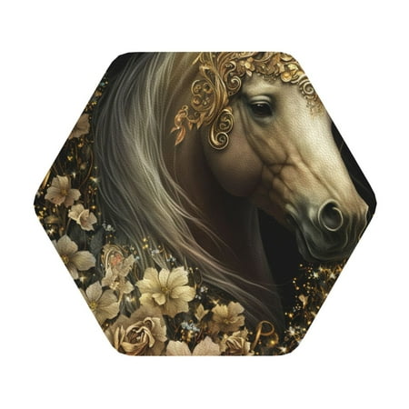 

Lukts Palatial Gold Pattern Horse Leather Drinks Coasters Set of 4 Suitable or Drinks Furniture Protection and Easy Clean up