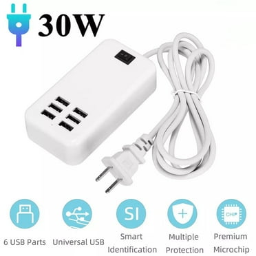 6 Ports USB Charger Hub,Plug AC Power Wall Travel Charging Adapter Slots Charging Station,USB Charging Station for Multiple Devices Power Strip with ON/Off Switch