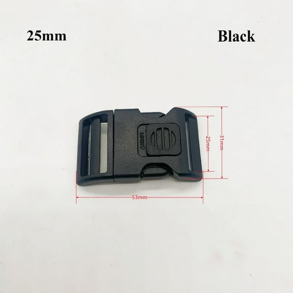5pcs Black Outdoor Tool Adjustable Safety Buckles Plastic Backpack Parts Curved Buckle Lock Bracelet Woven Buckle Side Release Buckles Paracord Bracelet Buckle BLACK 25MM