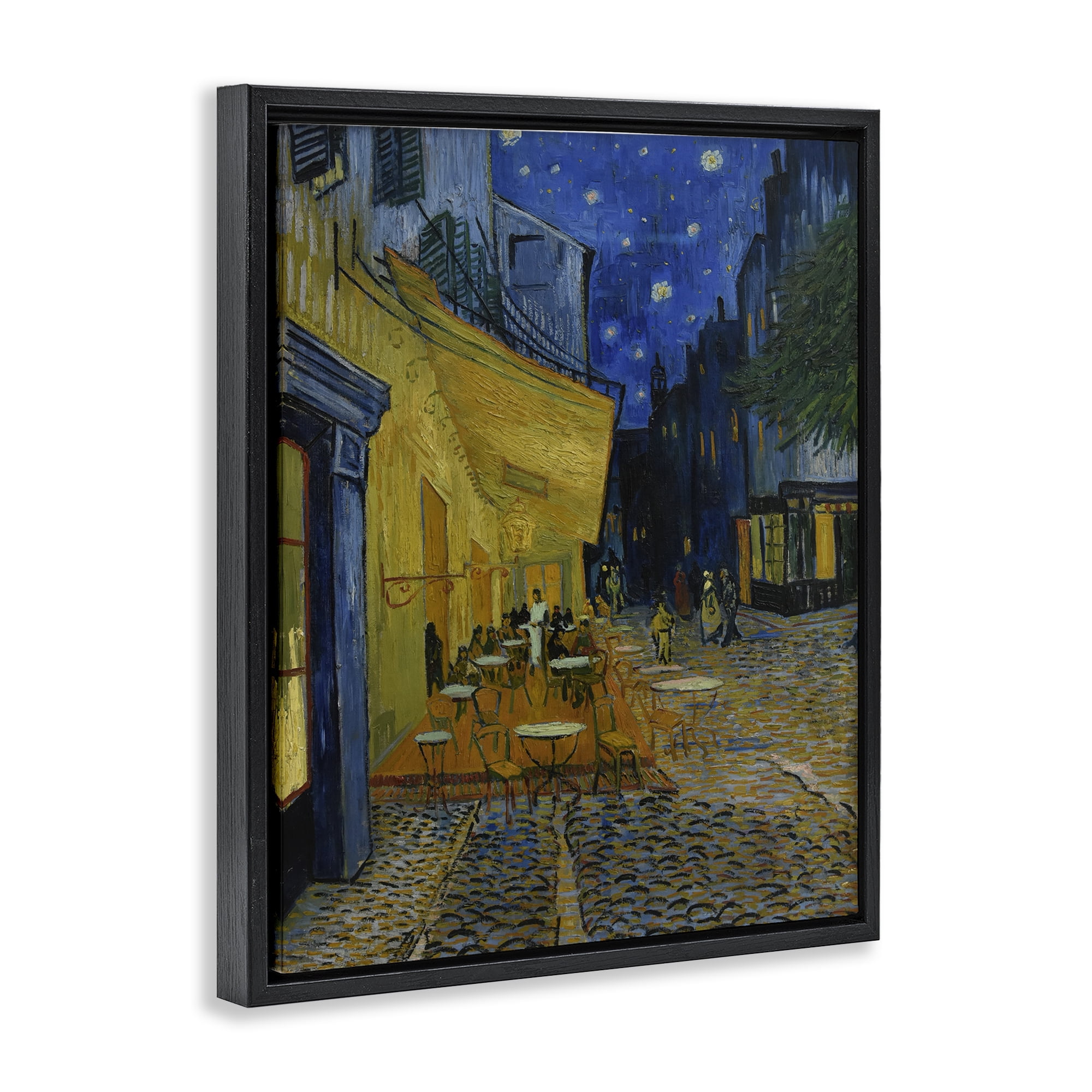 Stupell Industries Van Gogh Café Terrace at Night Scenic & Cityscapes Painting Black Floater Framed Canvas Art Print Wall Art, 25 x 31