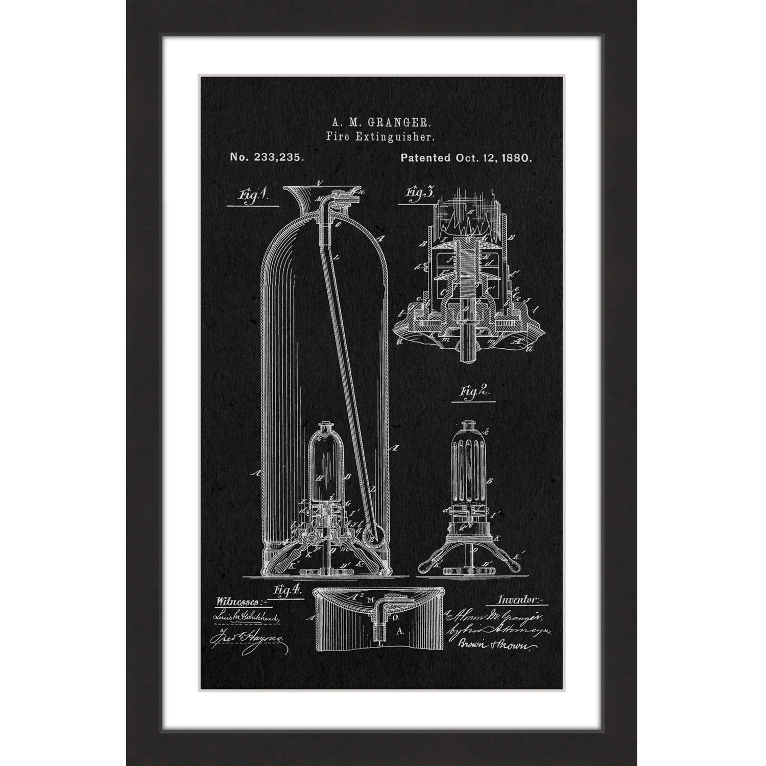 "Extinguisher 1880 Black Paper" Framed Painting Print