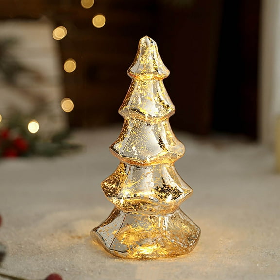 Wooowa Sparkling Glass Christmas Tree Table Centerpieces Decor with LED Lights , Xmas Tree Decorations for Home, Mantel, Shelf, Tabletop