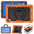 thumbnail image 5 of for Lenovo Tab M10 FHD Plus 10.3" [2nd Gen] 2020 (TB-X606F/X)(TB-X606X) with Pencil Holder+Built-in Kickstand+ Rotating Handle+Screen Protector, 3 Layer Shockproof Rugged Heavy Duty Case, Black+Orange, 5 of 9