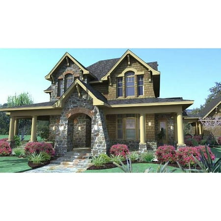 The House Designers: THD-2035 Builder-Ready Blueprints to Build a Country House Plan with Slab Foundation (5 Printed Sets)