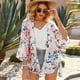 thumbnail image 1 of TFixol Moda Mujer Verano Estampado Floral Cárdigan Manga Tres Cuartos Dividido, 1 of 8