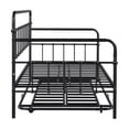 thumbnail image 6 of Twin Size Daybed with Pull Out Trundle, Heavy Duty Metal Sofa Bed for Kids Teens Adults, Premium Steel Slat Support, No Spring Box Needed, Black 77.48"L x 41.1"W x 43.3"H, 6 of 9