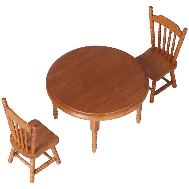 Silla De Mesa De Comedor De Madera En Miniatura Juego De Sillas De Mesa Redonda De Casa De Muñecas Plana Y Elegante A La Moda Para Casa De Muñecas ANGGREK Juguetes