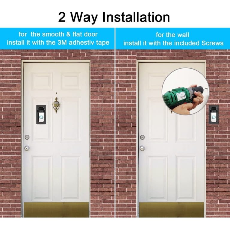 No Drill Doorbell Mount – Strong Adhesive Bracket For 2020 Release Video Doorbells – Renter Friendly, Tool-Free Install