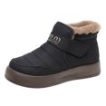 thumbnail image 6 of High Top Winter Boots for Women Hook and Loop Slip on Snow Booties Casual Furry Lined Platform Ankle Boots Black Size 8.5, 6 of 7