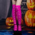 thumbnail image 2 of IWRICH Women's Halloween Skeleton Thigh High Socks over Knee Stockings with Double-Sided Printing RD1, 2 of 6