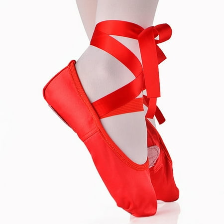

Yesbay Women Girls Indoor Pointe Soft Sole Gymnastics Ballet Dance Yoga Shoes-Red