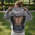 thumbnail image 2 of Oversize Hoodie for Women Fall Backless Mesh Hollow Out Long Sleeve with Pocket Loose Fit Hooded Sweatshirts, 2 of 5