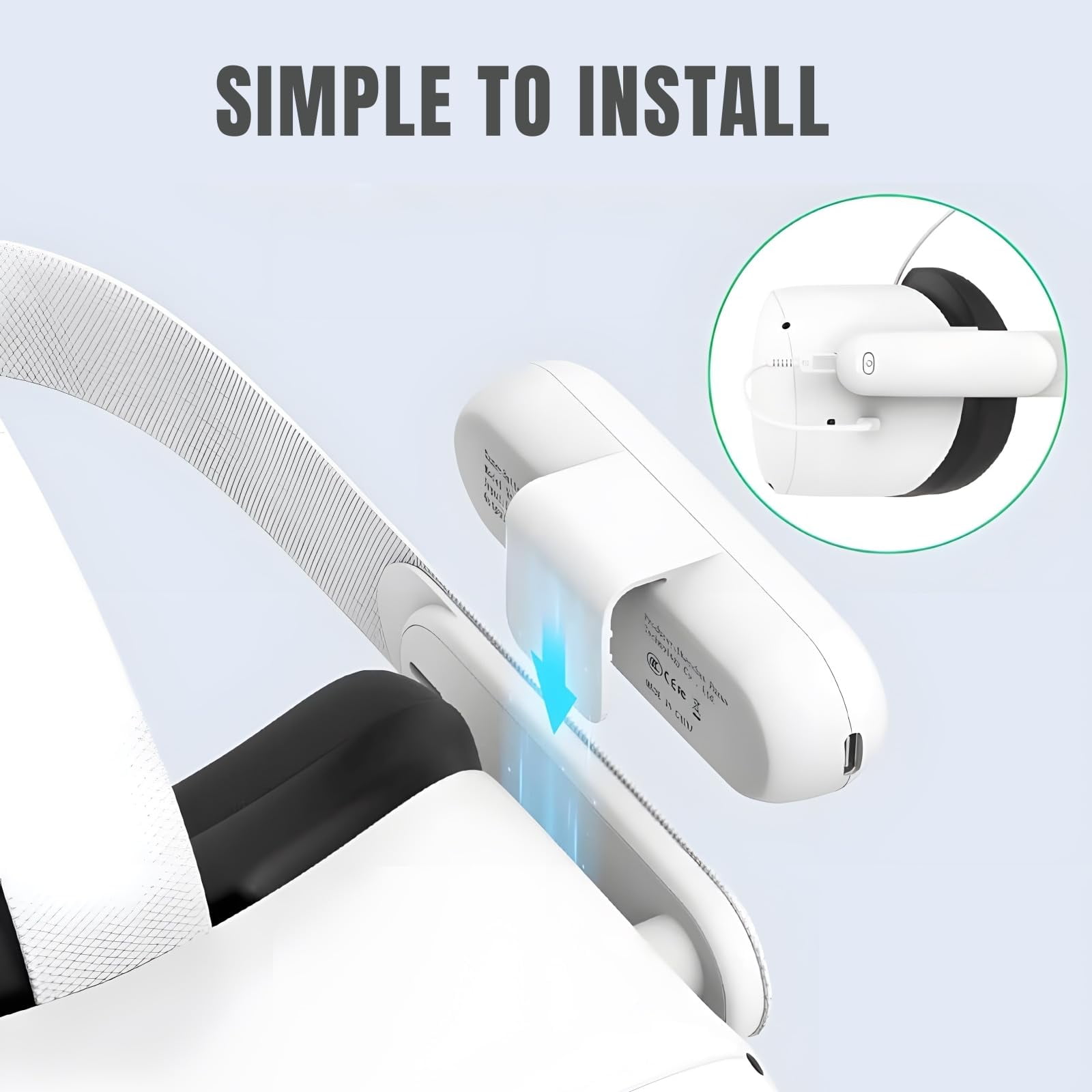 Battery Pack for Oculus Quest 2/3/3S, 5000mWh Extended Battery for Meta Quest 3 Accessories, 18.5W Fast Charging VR Headset Battery Pack, Lightweight and Portable Charger for Extra 2-4H Playtime