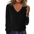 thumbnail image 2 of Sweaters for Women 2025 Fall - Long Sleeve V Neck Loose Knit, Lightweight Pullover Blouses with Breathable Fabric, Business Casual for Cool Office Days, 2 of 4