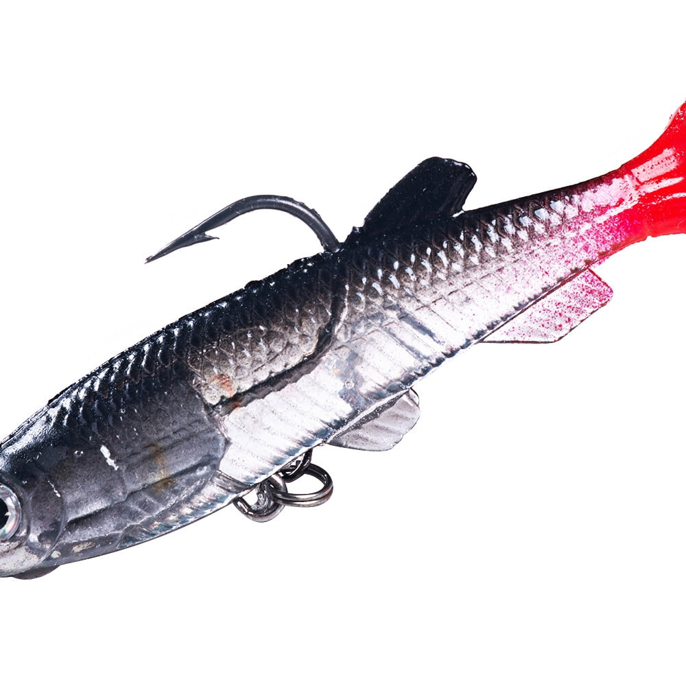 12PCS Lot Minnow Soft Fishing Lure 8cm/14g Weighted Bait Bass Paddle Tail USA