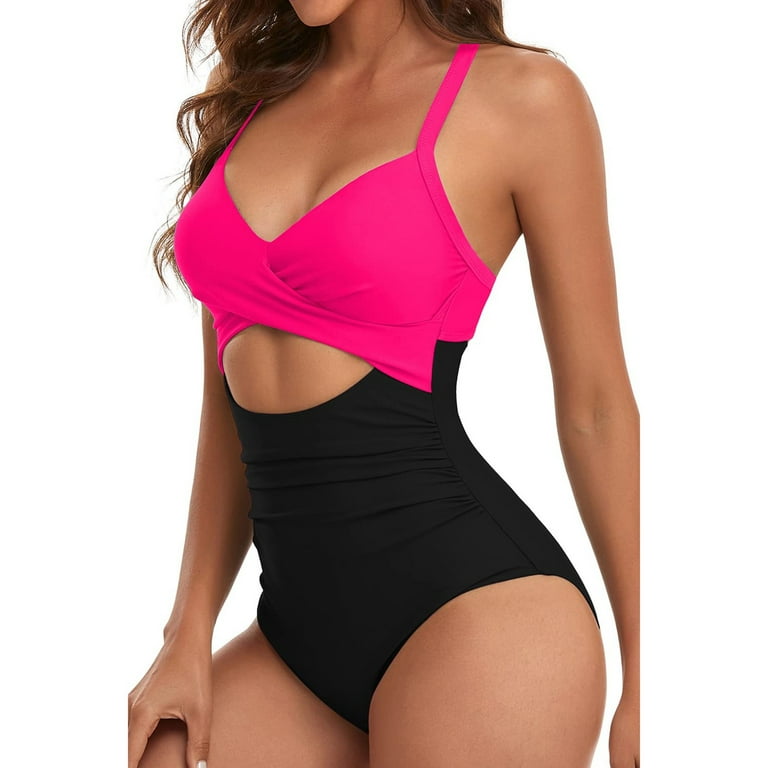 Mlqidk Women s One Piece Swimsuits Tummy Control Cutout High