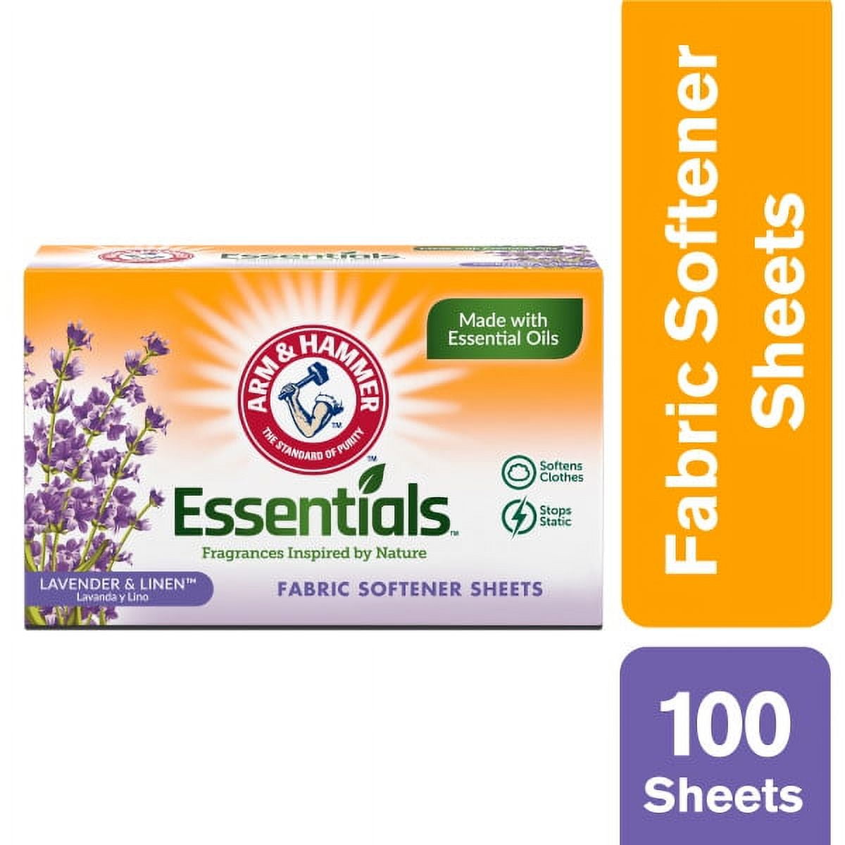 6 Pack of Arm & Hammer Fabric Softener Dryer Sheets, Lavender & Linen Scent, 100 Count