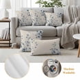 thumbnail image 6 of Spring Blue Flower Pillow Covers 2 Pack Country Watercolor Blue Floral Plant Leaf Linen Pillowcase Waterproof Outdoor Throw Pillow Cover for Patio Garden Square Cushion 16”x16”, 6 of 9