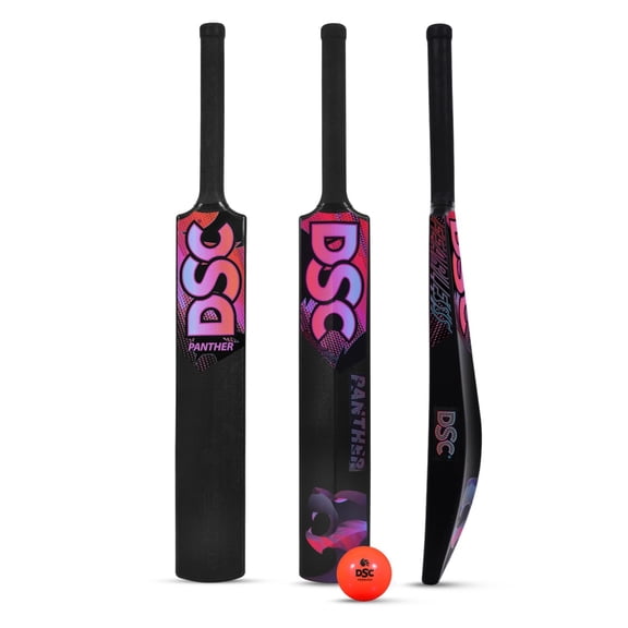DSC Panther Plastic Cricket Bat - Ideal For Tennis And Gully/turf Cricket Bat With Pvc Ball, Color-black, Size-15 (15 Years And Above)