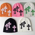 thumbnail image 3 of Black Gorro de punto con decoración de Cruz oscura Punk para niñas, gorro de ciclismo para conducir con protección para las orejas, 3 of 5