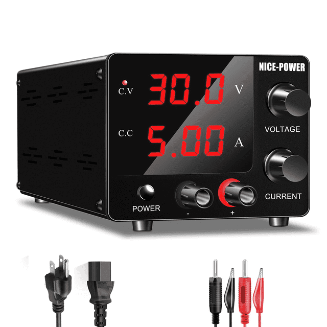 NICE-POWER Alimentation CC Réglable Variable 30V 5A Commutation Alimentation Régulée avec Codeur Affichage LED à 3 Chiffres Amélioré Mini Alimentation CC Régulée pour Banc