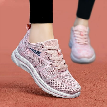 

Fashion Summer And Autumn Women Sneakers Flat Lightweight Mesh Breathable Solid Color Casual