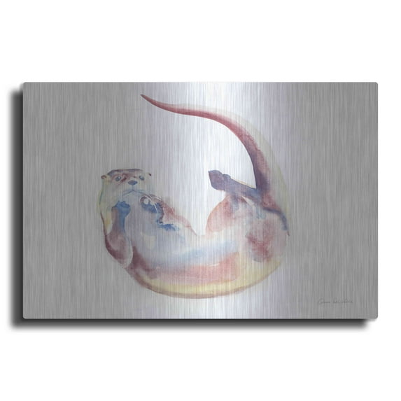 Luxe Metal Art 'Swimming Otter II' by Alan Majchrowicz, Metal Wall Art, 24"x16"