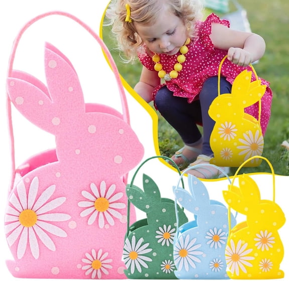 CoreLiving Easter Basket Tote Bags with Handles, Large Capacity Bunny Treat Bags For Storing Eggs, Toys And Gifts During Easter Celebrations