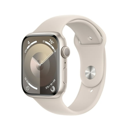 Apple Watch Series 9 GPS 45mm Starlight Aluminum Case with Starlight Sport Band - M/L. Fitness Tracker, Blood Oxygen & ECG Apps, Always-On Retina Display